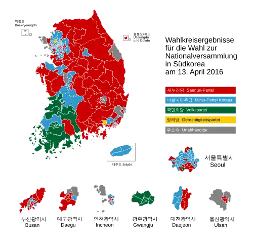 Schematische Darstellung der Wahlkreisergebnisse, rechts nach Gemeinden