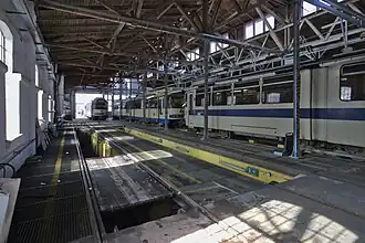 Remisengebäude Wolfganggasse noch als Stellplatz für Zugsgarnituren