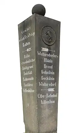 Wegweisersäule in Rathen (errichtet 1926)
