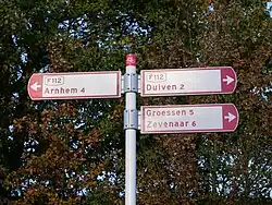 Beschilderung am Radschnellweg in Westervoort