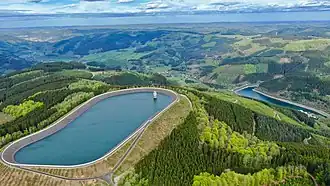 Ober- und Unterbecken des Pumpspeicherkraftwerks Rönkhausen 2019