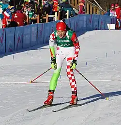 Sven Kuprešak beim Single-Mixed-Staffel-Wettbewerb