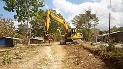 Straßenbau im Dorf Unil (2021)