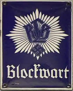 Emaille-Schild „Blockwart“, Reichsluftschutzbund