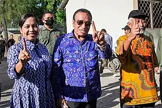 Cidália und Francisco Guterres und Marí Alkatiri am Wahltag