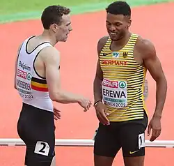 Robin Vanderbemden – ausgeschieden als Fünfter des ersten&nbsp;Vorlaufs; Robin Erewa – ausgeschieden als Achter des ersten&nbsp;Vorlaufs