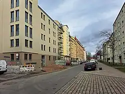 Moritzburger Straße, Blick zum Moritzburger Platz 2025