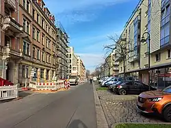Moritzburger Straße, Blick zum Moritzburger Platz 2025