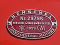 Henschel-GM Fabriksschild der 2050.09.