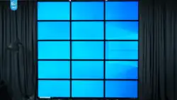 Das Foto zeigt 5K-Bildschirme (5120×2880) in einem 3×5-Raster