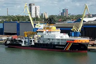 Die neue Scharhörn an der Werftpier in Klaipėda