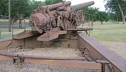 Rückansicht einer 240-mm-Haubitze im U.S. Army Field Artillery Museum, Fort Sill, OK