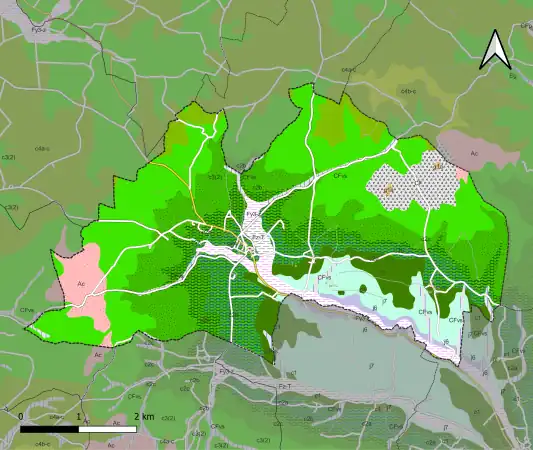 Geologische Karte der Antiklinale im Gemeindegebiet von La Tour-Blanche-Cercles