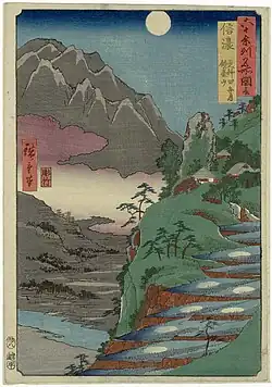 25: Provinz Shinano Sarashina tagoto-no-tsuki Kyōdaisan (更科田毎月 鏡臺山)