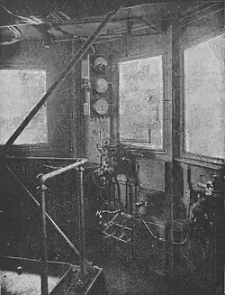 Führerstand der Elektro­lokomotive RA 362 der Veltlinbahn, 1904
