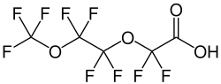 Strukturformel von Perfluor-3,6-dioxaheptansäure