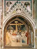 Grablegung Christi, Fresko der rechten Grabnische, Entwurf Maso di Bancos, vollendet von Taddeo Gaddi, Bardi di Vernio-Kapelle in Santa Croce