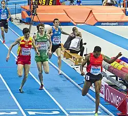 Ciaran O'Lionaird (grünes Trikot, hier in einem Hallenrennen 2013) – Platz&nbsp;zehn