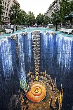 3D Straßenbild vom richtigen Punkt fotografiert