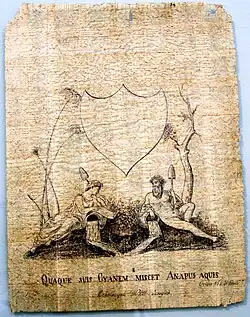 Kyane und Anapos auf einem Papyrusblatt (19. Jahrhundert), Papyrus-Museum Syrakus