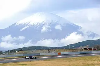 Blick auf den Fuji von der Strecke
