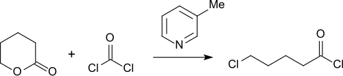 Synthese von 5-Chlorvaleriansäure aus delta-Valerolacton