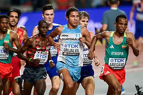 Die Spitzengruppe im Rennen über 5000 Meter