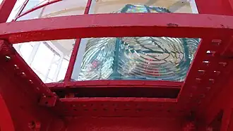 Die Linse der Laterne von außen