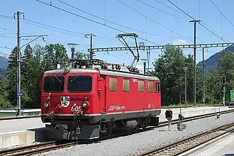 Ge 4/4I 605 Silvretta im Bahnhof Ilanz, 2022
