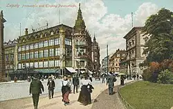 Südende der Straße mit ehemaligem Modenhaus August Polich (1913), heute hier das Merkurhaus