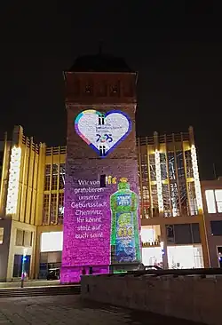 70 Jahre fit – Lichtkunst am Roten Turm in Chemnitz (2024)