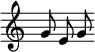 \new Staff \with { \remove "Time_signature_engraver" }{g'8 e'8 g'8}
