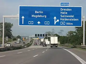Hinweisschild am Kreuz Magdeburg aus Richtung Hannover