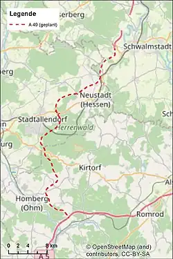 Die beiden letzten Abschnitte von Schwalmstadt über Stadtallendorf bis an die A 5