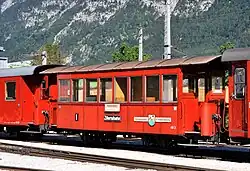 AB 3 der Zillertalbahn (1905), typischer Vertreter von Schmalspurwagen der Frühzeit