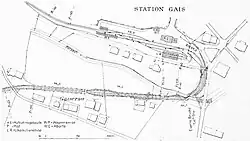 Lageplan der Station Gais nach der Eröffnung des Streckenabschnitts Gais–Appenzell