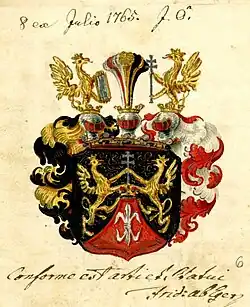 Wappen der Freiherren Matz von Spiegelfeld (1765) mit Freiherrenkrone