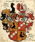 Wappen derer von Pappus und Trazberg Freiherr zu Laubenberg und Rauchenzell (1718)