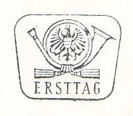 Österreich: Neues Design 26. Januar 1973, Ersttag, darüber ein großes Posthorn mit Adler, trapezförmig abgerundet