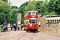 Feltham-Straßenbahn im Straßenbahnmuseum in Crich, Derbyshire