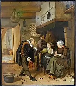 Jan Steen, Ein galanter alter Mann wirbt um eine junge Frau, 1665