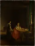 Eine Hausfrau rechnet mit ihrer Magd ab. (1798)
