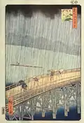 Parallelschraffur. Ando Hiroshige: Brücke im Regen, 1910