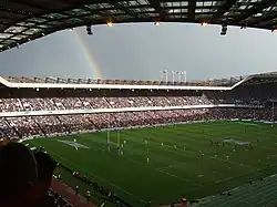 Blick in das Murrayfield Stadium während der Six Nations 2008 bei der Partie Schottland gegen England (15:9) am 3. März 2008.
