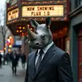 Anthropomorphes Nashorn auf dem Broadway in New York City.