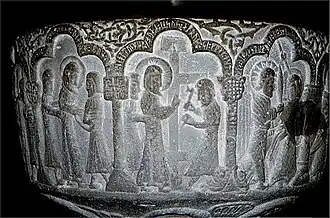 Links: Christus wird abgeführt Mitte: Kreuzigung Christi