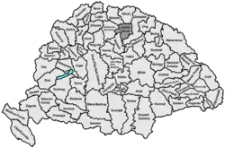 Lage des Komitats Abaúj-Torna