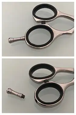 Fingerhaken einer Haarschneideschere zum An- oder Abschrauben