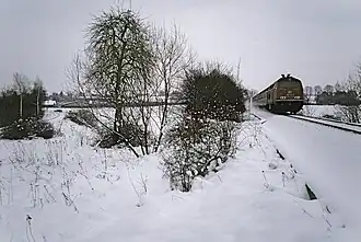 Am Abzweig Kreuzstein (links die Strecke nach Weiden; 1986)