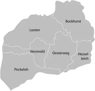 Administrative Gebietsgliederung des Amtes Versmold